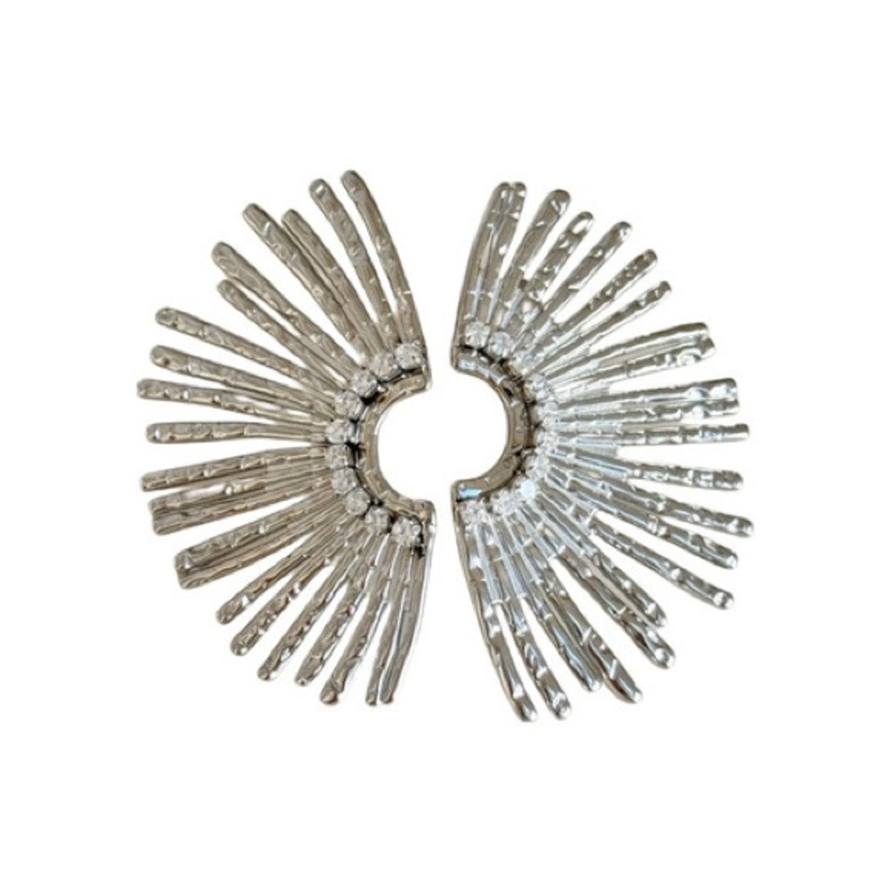 Sunburst Crystal Silver Earrings – Evening Glam